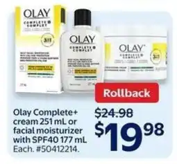 Walmart Olay Complete+ cream or facial moisturizer offer