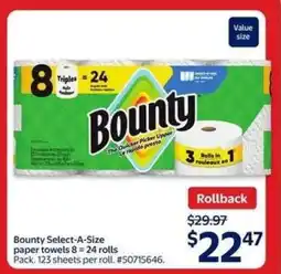 Walmart Bounty Select-A-Size Paper Towels offer