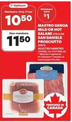 Real Canadian Superstore Mastro Genoa Mild or Hot Salami / San Daniele Prosciutto offer