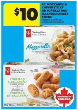 Real Canadian Superstore PC Mozzarella Cheese Sticks or Tortilla and Jalapeno Cheese Sticks offer