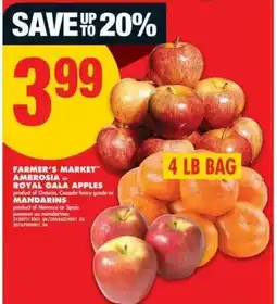 No Frills Farmer's Market Ambrosia or Royal Gala Apples or Mandarins offer