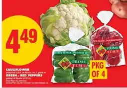 No Frills CAULIFLOWER or GREEN or RED PEPPERS offer