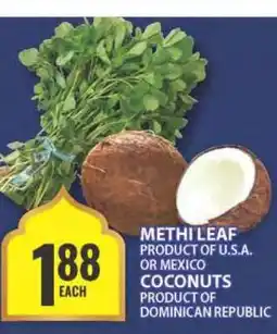 Food Basics Methi Leaf or Coconuts offer