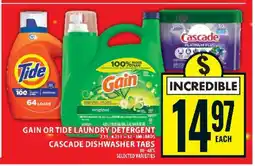Food Basics Gain or Tide Laundry Detergent, Cascade Dishwasher Tabs offer