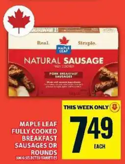 Food Basics Maple Leaf Fully Cooked Breakfast Sausages or Rounds offer