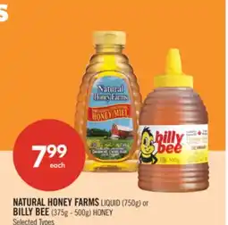 Shoppers Drug Mart NATURAL HONEY FARMS LIQUID (750g) or BILLY BEE (375g - 500g) HONEY offer