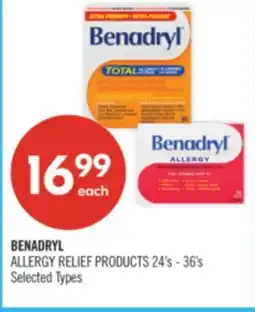 Shoppers Drug Mart BENADRYL ALLERGY RELIEF PRODUCTS 24's - 36's offer