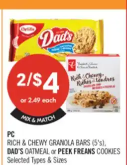 Shoppers Drug Mart PC RICH & CHEWY GRANOLA BARS (5's), DAD'S OATMEAL or PEEK FREANS COOKIES offer