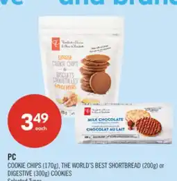 Shoppers Drug Mart PC COOKIE CHIPS (170g), THE WORLD'S BEST SHORTBREAD (200g) or DIGESTIVE (300g) COOKIES offer