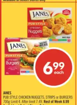 Shoppers Drug Mart JANES PUB STYLE CHICKEN NUGGETS, STRIPS or BURGERS offer