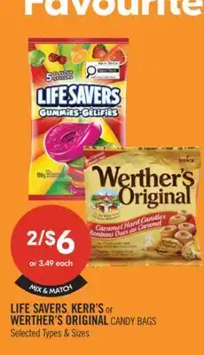Shoppers Drug Mart LIFE SAVERS, KERR'S or WERTHER'S ORIGINAL CANDY BAGS offer