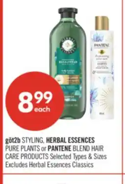 Shoppers Drug Mart göt2b STYLING, HERBAL ESSENCES PURE PLANTS or PANTENE BLEND HAIR CARE PRODUCTS offer