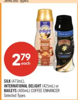 Shoppers Drug Mart SILK (473mL), INTERNATIONAL DELIGHT (425mL) or BAILEYS (400mL) COFFEE ENHANCER offer