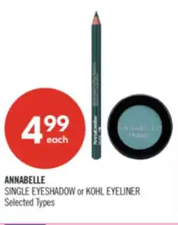 Shoppers Drug Mart ANNABELLE SINGLE EYESHADOW or KOHL EYELINER offer
