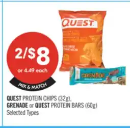 Shoppers Drug Mart QUEST PROTEIN CHIPS (32g), GRENADE or QUEST PROTEIN BARS (60g) offer