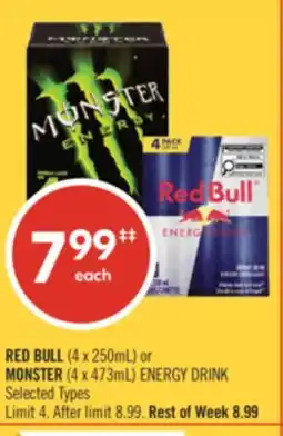 Shoppers Drug Mart RED BULL (4 x 250mL) or MONSTER (4 x 473mL) ENERGY DRINK offer