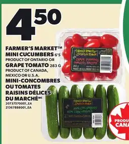 Independent City Market FARMER'S MARKET MINI CUCUMBERS 6'S OR GRAPE TOMATO offer