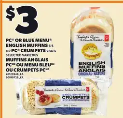 Independent City Market PC OR BLUE MENU ENGLISH MUFFINS 6'S PC CRUMPETS offer