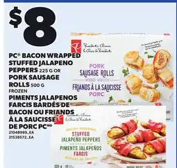Independent City Market PC BACON WRAPPED STUFFED JALAPENO PEPPERS, 225 G OR PORK SAUSAGE ROLLS, 500 G offer