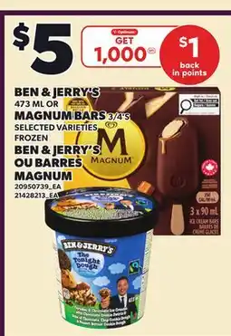 Independent City Market BEN & JERRY'S, 473 ML OR MAGNUM BARS, 3/4'S offer