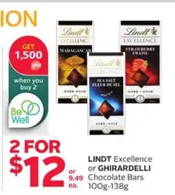 Rexall LINDT Excellence or GHIRARDELLI Chocolate Bars offer