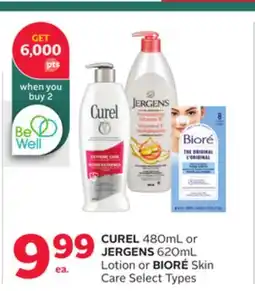 Rexall CUREL 480mL or JERGENS 620mL Lotion or BIORÉ Skin Care offer