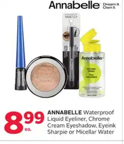 Rexall ANNABELLE Waterproof Liquid Eyeliner, Chrome Cream Eyeshadow, Eyeink Sharpie or Micellar Water offer