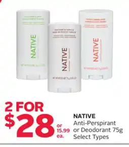 Rexall NATIVE Anti-Perspirant or Deodorant offer