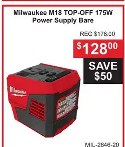 Atlas Tools & Machinery Milwaukee M18 TOP-OFF 175W Power Supply Bare offer