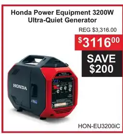 Atlas Tools & Machinery Honda Power Equipment 3200W Ultra-Quiet Generator offer