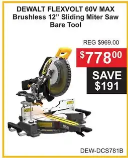 Atlas Tools & Machinery DEWALT FLEXVOLT 60V MAX Brushless 12 Sliding Miter Saw offer