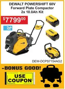 Atlas Tools & Machinery DEWALT POWERSHIFT 60V Forward Plate Compactor 2x 10.0Ah Kit offer