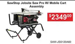 Atlas Tools & Machinery SawStop Jobsite Saw Pro W/ Mobile Cart Assembly offer