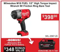 Atlas Tools & Machinery Milwaukee M18 FUEL 1/2 High Torque Impact Wrench W/ Friction Ring Bare Tool offer