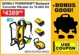 Atlas Tools & Machinery DEWALT POWERSHIFT Backpack Concrete Vibrator 2x 10.0Ah Kit offer