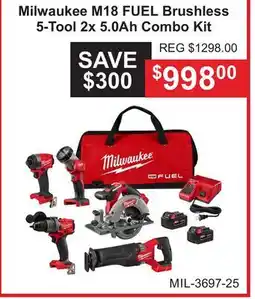 Atlas Tools & Machinery Milwaukee M18 FUEL Brushless 5-Tool 2x 5.0Ah Combo Kit offer