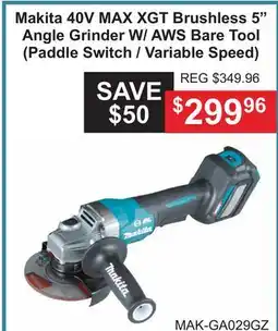 Atlas Tools & Machinery Makita 40V MAX XGT Brushless 5 Angle Grinder W/ AWS Bare Tool (Paddle Switch / Variable Speed) offer