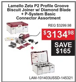 Atlas Tools & Machinery Lamello Zeta P2 Profile Groove Biscuit Joiner w/ Diamond Blade + P-System Basic Connector Assortment offer