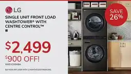 Goemans Appliances LG SINGLE UNIT FRONT LOAD WASHTOWER WITH CENTRE CONTROL offer