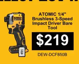 Atlas Tools & Machinery ATOMIC 1/4 DEWALT Brushless 3-Speed Impact Driver Bare Tool offer