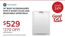 Goemans Appliances GE APPLIANCES 24 BUILT-IN DISHWASHER WITH 5 WASH CYCLES AND REMOVABLE UPPER RACK offer