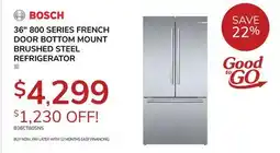 Goemans Appliances BOSCH 36 800 SERIES FRENCH DOOR BOTTOM MOUNT BRUSHED STEEL REFRIGERATOR offer