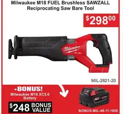 Atlas Tools & Machinery Milwaukee M18 FUEL Brushless SAWZALL Reciprocating Saw Bare Tool offer