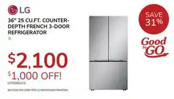 Goemans Appliances LG 36 25 CU. FT. COUNTER-DEPTH FRENCH 3-DOOR REFRIGERATOR offer