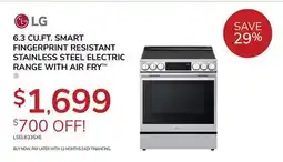 Goemans Appliances LG 6.3 CU. FT. SMART FINGERPRINT RESISTANT STAINLESS STEEL ELECTRIC RANGE WITH AIR FRY offer
