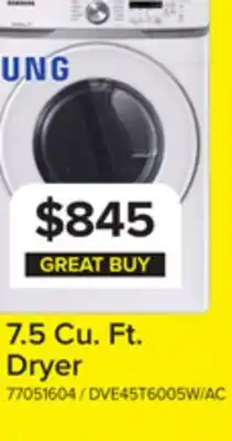 Leon's Samsung White Front Load Electric Dryer with Shallow Depth (7.5 Cu.Ft) - DVE45T6005W/AC offer