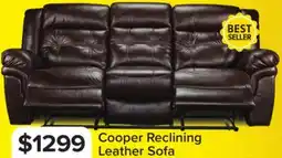Leon's Cooper Leather Reclining Sofa - Brown offer