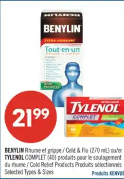 Pharmaprix BENYLIN Cold & Flu (270 ml.) or TYLENOL COMPLET (40) Cold Relief Products offer