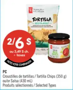 Pharmaprix PC Tortilla Chips (350 g) or Salsa (430 mL) offer