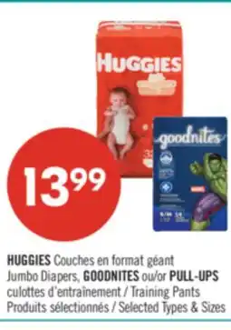 Pharmaprix HUGGIES Jumbo Diapers, GOODNITES or PULL-UPS Training Pants offer